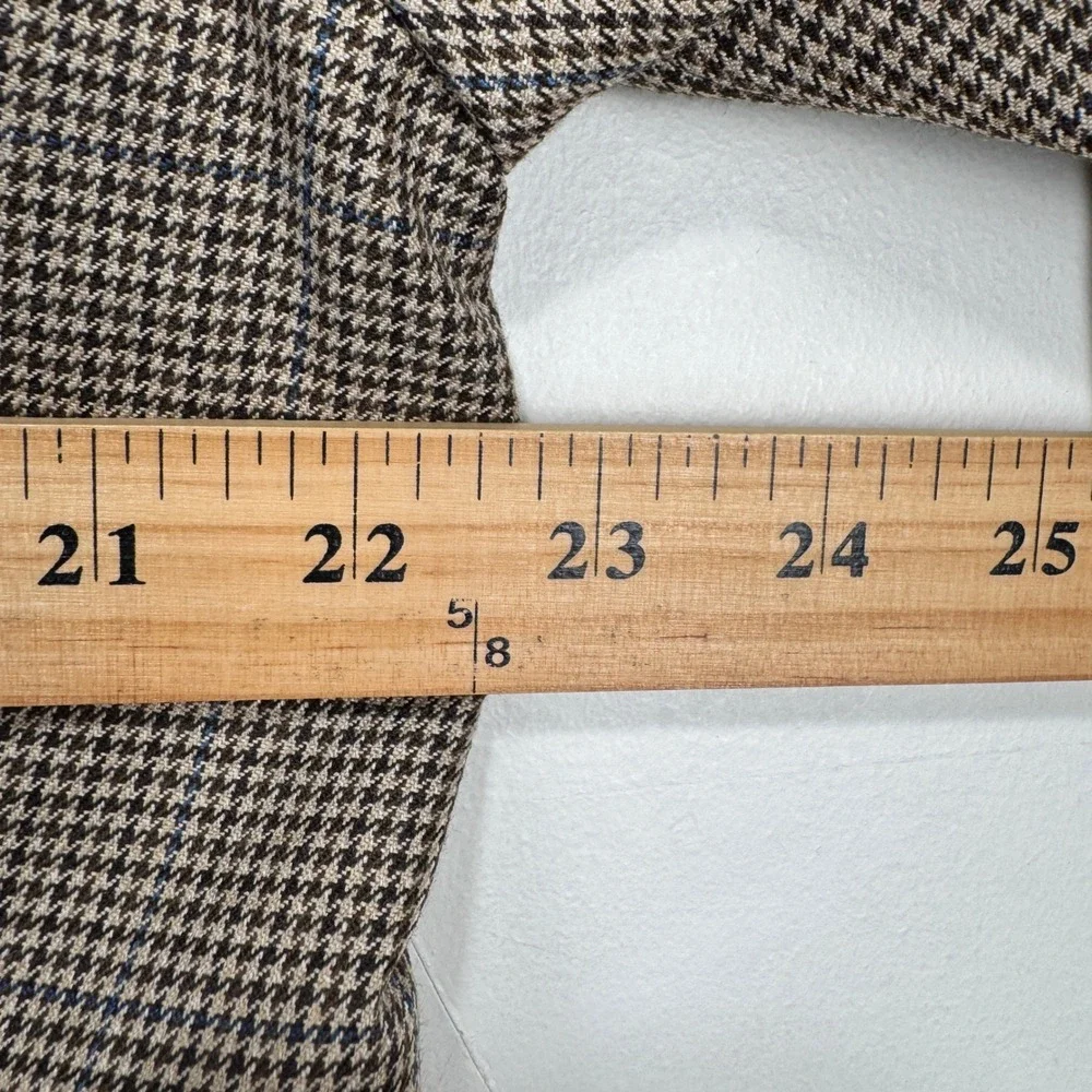 Lauren Ralph Lauren Blazer Sport Coat Men 44R Houndstooth Brown 2 Btn Poly Rayon